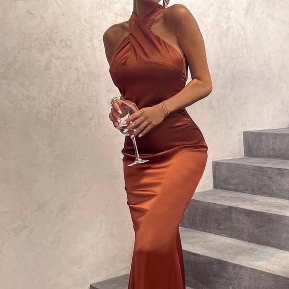 Club L Dresses & Skirts - *NEW* Satin Brown Mermaid Gown